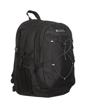 'Peregrine' Backpack with Pockets & Hip Belt Ripstop Fabric Hiking Gym Daypack Black