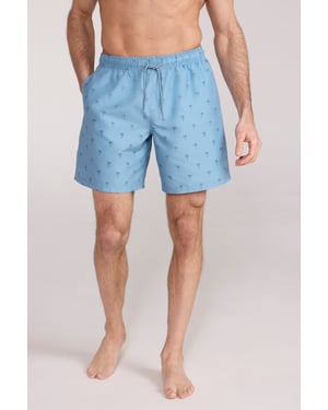 'Aruba' Men's Printed Swim Shorts Drawstring Quick Drying Swimming Trunks Pale Green