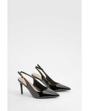 Patent Mid Height Slingback Court Shoes