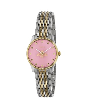 Gucci G-Timeless Ladies 29mm Pink Dial Bee Motif Watch YA1265030