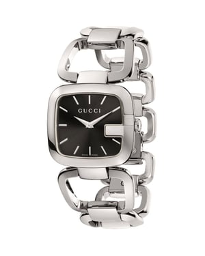Gucci Women's YA125407 G Silver Stainless Steel Watch with Black Dial
