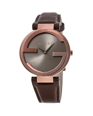 Gucci Vrouwen YA133309 In elkaar grijpende G Bruin Wijzerplaat Luxe Horloge
