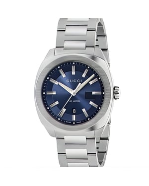 Gucci YA142303 Men's Quartz Watch with Blue Dial and Stainless Steel Bracelet