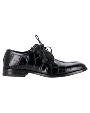 Saint Laurent Krokodilprägling Snörning Oxfords i Svart Läder