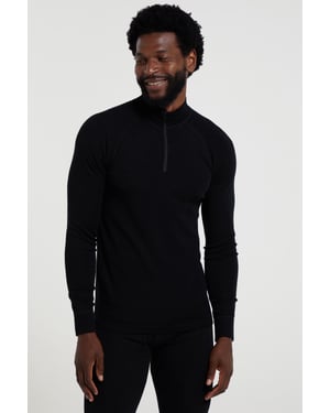 Merino Men's Baselayer Top Long Sleeve Thermal High Wicking Breathable Sweater Black