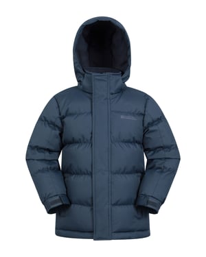 'Snow II' Kids Padded Jacket with Two Side Pockets Ripstop Fabric Water Resistant Coat Dark Blue