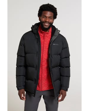 'Snow' Men's Padded Jacket Water Resistant Adjustable Hood Everyday Rain Coat Black