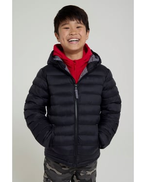 'Seasons' Kids Padded Jacket Water Resistant Outdoors Winter Rain Coat Black