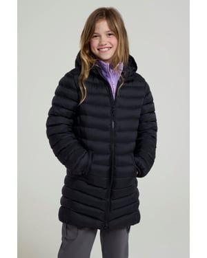 'Florence' Kids Long Padded Jacket Insulated Winter Warm Comfy Travelling Overcoat Black