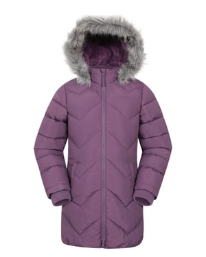 Galaxy' Kids Fleece Lined Padded Jacket Faux Fur Hood Water Resistant Winter Rain Coat Purple