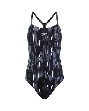 Speedo All Over Rippleback Womens Black Swimsuit