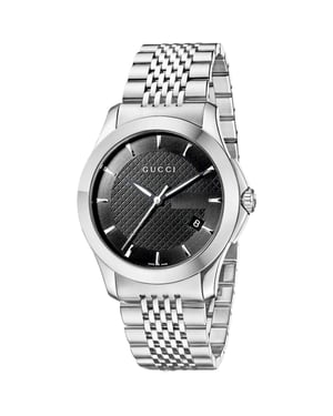 Gucci G-Timeless YA126402 Men's Watch with Black Dial and Silver Bracelet