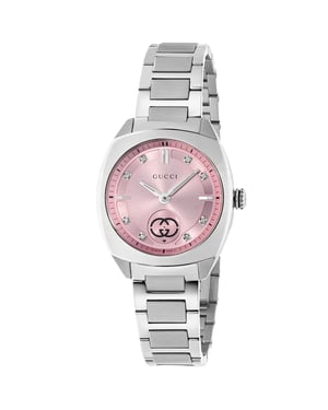 Gucci In elkaar grijpende Quartz dameshorloge 29mm - Elegant Zilverkleurig Timepiece