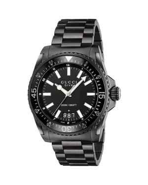 Gucci Dive herenhorloge YA136205 - Zwarte wijzerplaat & roestvrij staal ontwerp