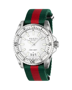 Gucci YA136207 Dive Men's Watch with White Dial and Textile Band