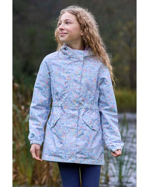'Dale' Kids Printed Jacket with Taped Seams Multiple Pockets Waterproof Everyday Coat Blue