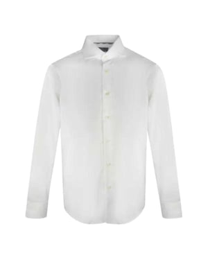 Aquascutum Effen herenoverhemd met lange mouwen (Wit)