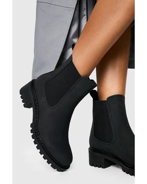 Chunky Chelsea Elastic Panel Ankle Boots