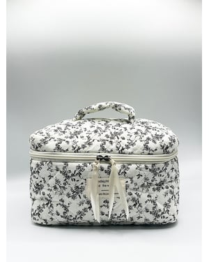 Floral Costmetic Tolietry Bag In Black White