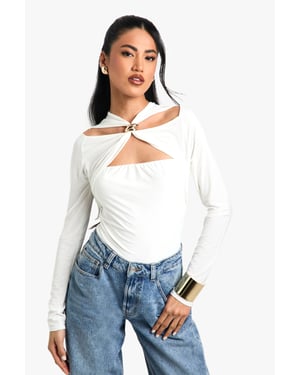 Double Layer Slinky Trim Detail Cut Out Bodysuit