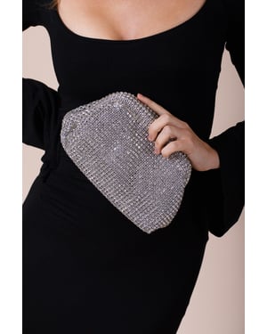 Pouch Clutch Bag In Silver