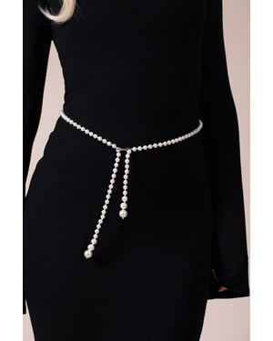 Pearl Chain Belt In Silver