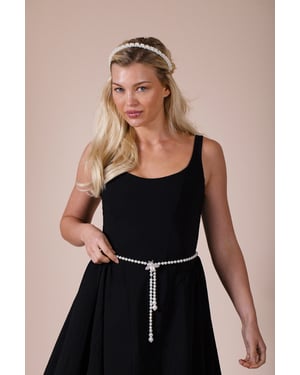 Bee Pearl Chain Belt In Silver