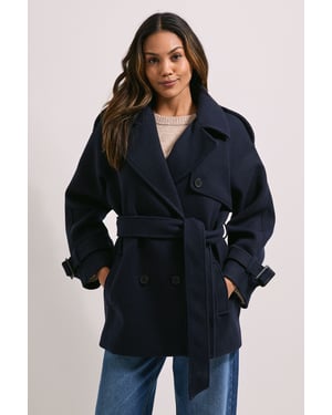Tab Detail Belted Coat