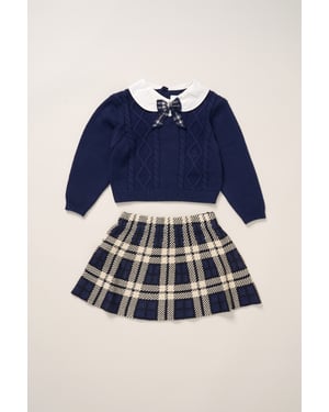 True Knit Jumper with Check Skirt