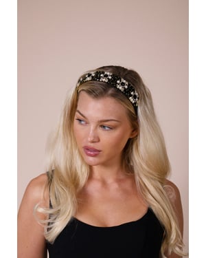 Embellished Crystal Headband In Black