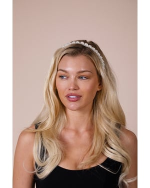 Minimal Pearl Headband In White