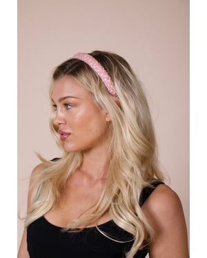 Lattice Beaded Headband In Pink