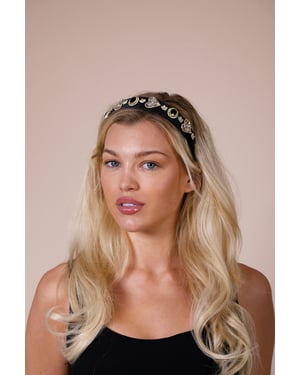 Heart Embellished Headband In Black
