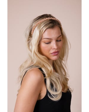 Minimal Pearl Headband In Brown