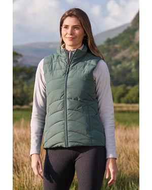 'Opal' Women's Padded Gilet with Front Pockets Winter Warm Rain Coat Forest Green