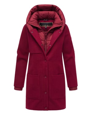 Navahoo Flauschwunder dames wintermantel met afneembare kraag