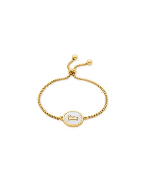 Luxenter armband i vit pärlemor med yta i 18K gult guld - Alfabet