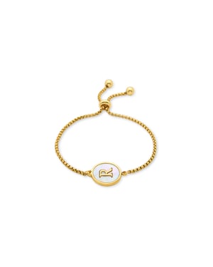 Luxenter armband in wit parelmoer afgewerkt in 18K geel goud - Alfabet
