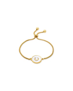 Luxenter armband in wit parelmoer afgewerkt in 18K geel goud - Alfabet