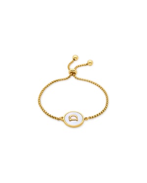 Luxenter armband in wit parelmoer afgewerkt in 18K geel goud - Alfabet
