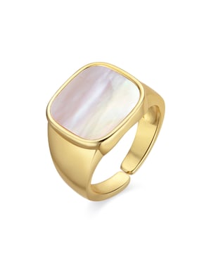 Luxenter ring med 18k guldfinish vit pärlemor - Misau