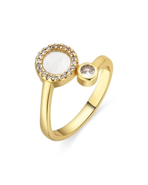 Luxenter ring met wit parelmoer 18k gouden afwerking - Yaran
