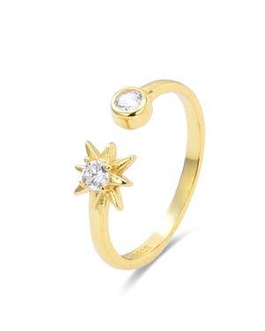 Luxenter Sterling zilveren 925 ring met glanzende 18K geelgouden zirkonia - Lialt