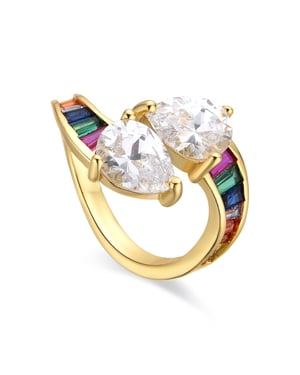 Luxenter ring met glanzende 18k gouden afwerking zirkonia - Darbia
