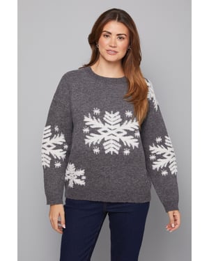 Snowflake Pattern Crew Neck Jumper