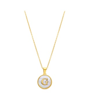 Luxenter collier in wit parelmoer afgewerkt in 18K geel goud - Alfabet