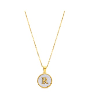 Luxenter collier in wit parelmoer afgewerkt in 18K geel goud - Alfabet