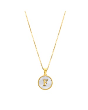 Luxenter collier in wit parelmoer afgewerkt in 18K geel goud - Alfabet
