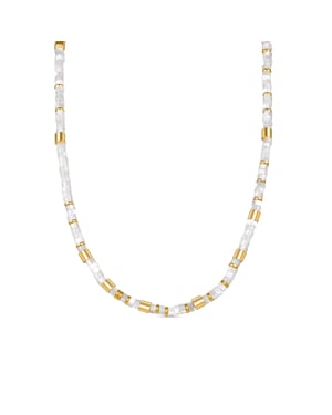 Luxenter Sterlingsilver 925 halsband med vit pärlemor avslutat i 18K guld - Wicoy