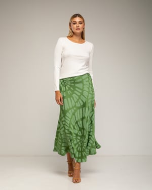 Midi rok van zijde, geometrische print